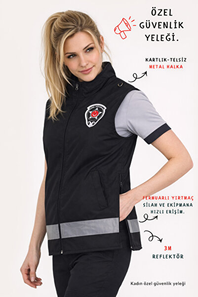 İNCİ ÜNİFORMA Kadın Özel Güvenlik Yeleği Armalı Reflektörlü Mevzuata Uygun Pr...