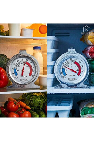 Elindor ®   Μηχανικό Θερμόμετρο, Σετ 2 τεμαχίων, για Ψυγείο και Καταψύκτη, 7 ...