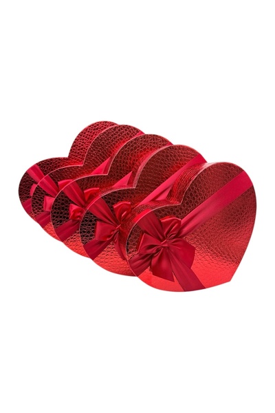 AFO Σετ 5 κουτιών σε σχήμα καρδιάς με κόκκινο γυαλιστερό φιόγκο κροκόδειλου