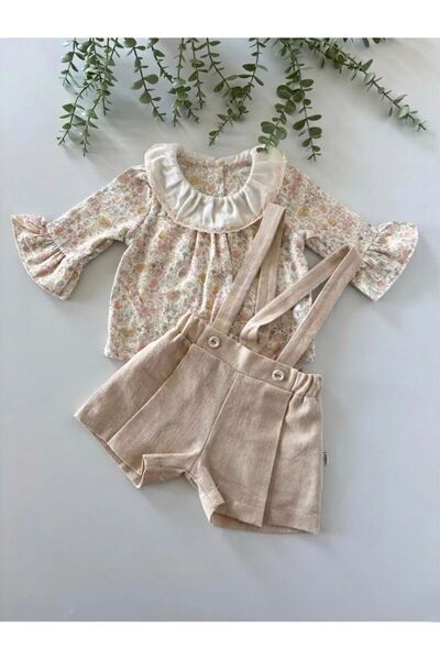 Butik KIZ BEBEK ÇİÇEK DESENLİ ŞORTLU %100 PAMUKLU 2'Lİ TAKIM