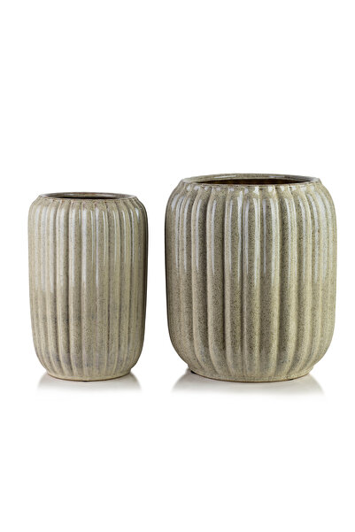 MONDEX NEVA BEIGE Set of 2 ceramic covers 40x40x44/28x28x40.5cm LARGE