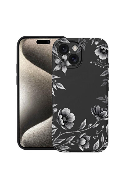 bestcase Husă Ultra Subțire pentru Apple iPhone 15, Negru Floral, 3137740 B 2035