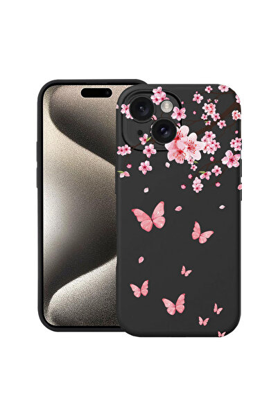 bestcase Υπέρλεπτη Θήκη για Apple iPhone 15, Ροζ Άνθη Κερασιάς & Πεταλούδες, ...