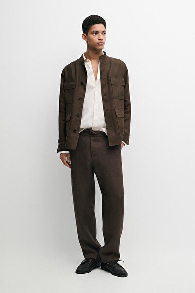 Massimo Dutti Soluk efektli total look keten pantolon