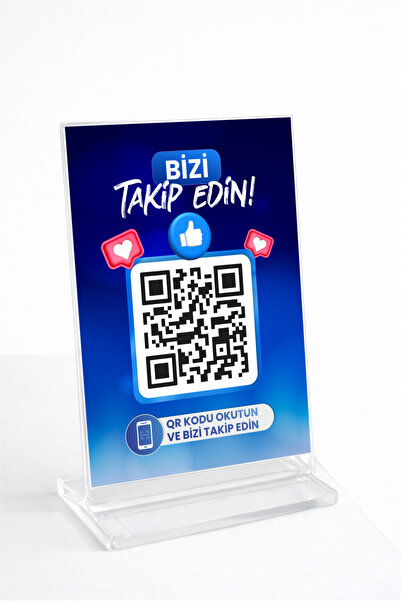 Sosyal Medya QR Kod Pleksi – A6 Boyut | Hızlı Takip & Kolay Bağlantı | Kolay Kurulum QR