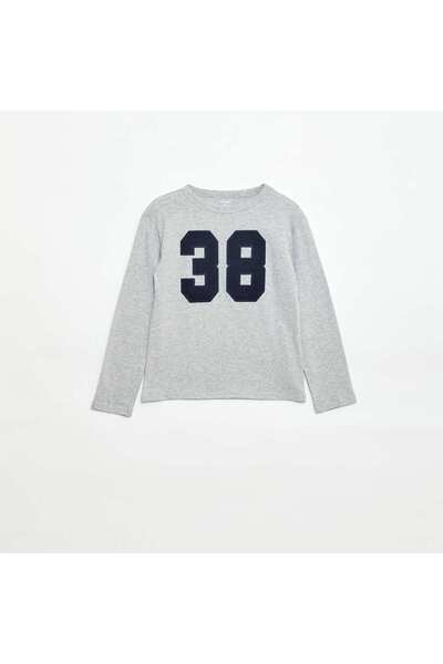 KIABI Long-Sleeved Printed T-Shirt GREY