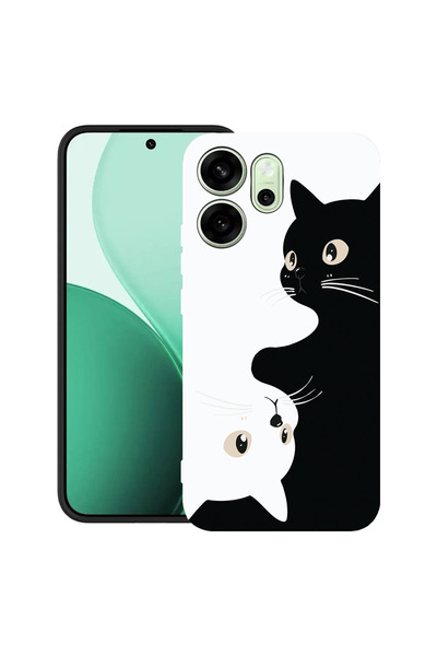 bestcase Υπέρλεπτη Θήκη για OPPO Reno14 F / FS, Μαύρες & Λευκές Γάτες, 210000...