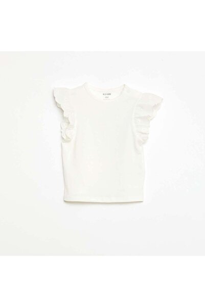 KIABI تي شيرت من قماش الجيرسي القطني بأكمام قصيرة مطرزة باللغة الإنجليزية بال...