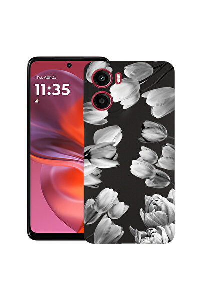 bestcase Υπέρλεπτη Θήκη για Motorola Moto G05 / Moto E15, Φλοράλ - Μαύρη Τουλ...