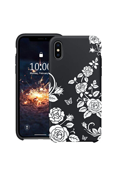 bestcase Υπέρλεπτη Θήκη για Apple iPhone XS / X, Φλοράλ - Μαύρο Τριαντάφυλλο,...