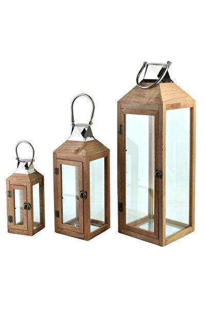 MONDEX Set de 3 felinare LEVI 20x20x62cm/15x15x42cm/10x10x28cm