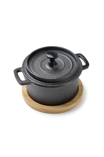 MONDEX Caserolă mini din fontă LUXE cu capac pe tablă 13x10x7.5cm 210ml