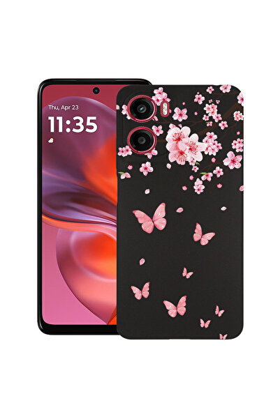 bestcase Υπέρλεπτη Θήκη για Motorola Moto G05 / Moto E15, Ροζ Άνθη Κερασιάς &...