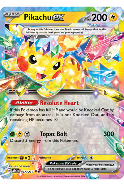 Pokemon Pikachu ex 057/191 Ascended Heroes Orijinal Kartı