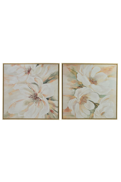 MONDEX INGA Set de 2 tablouri 60x60cm flori albe