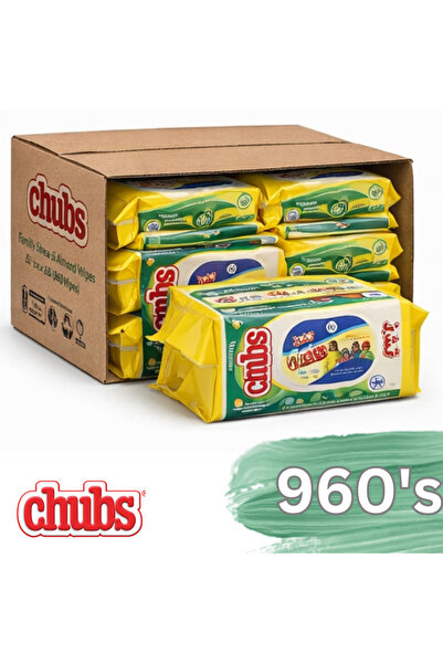 chubs مناديل فاميلي شيا آند ألموند المبللة - عبوة تحتوي على 24 × 40 منديل - 9...