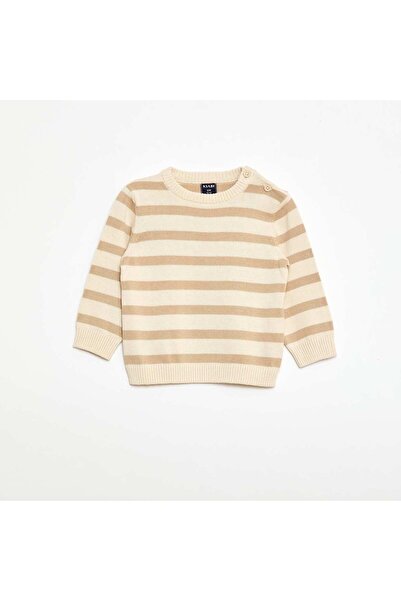 KIABI Fine knit button-neck sweater WHITE