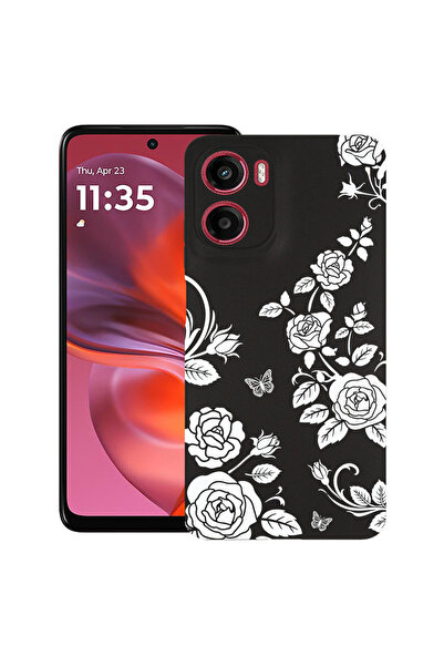 bestcase Υπέρλεπτη Θήκη για Motorola Moto G05 / Moto E15, Φλοράλ - Μαύρο Τρια...