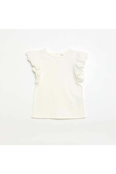 KIABI Short-sleeved T-shirt with Broderie Anglaise WHITE