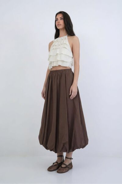 Nazline Γυναικεία μακριά φούστα ποπλίνα με φουσκωτό σχέδιο Νέα σεζόν