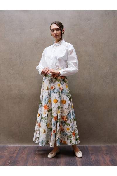 KÜÇÜĞÜM BUTİK Σατέν φούστα με σχέδιο μαργαρίτας σε πολλά κομμάτια