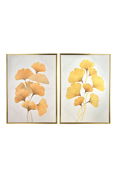 MONDEX INGA Set de 2 tablouri 50x70cm ginkgo auriu