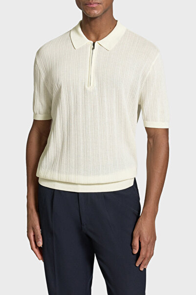 Emporio Armani 100% Cotton Relaxed Fit Zippered Polo Collar Sweater Men's Pol...