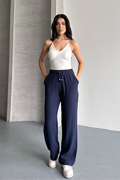 macharel jeans Muslin Linen Wide Leg Palazzo Trousers