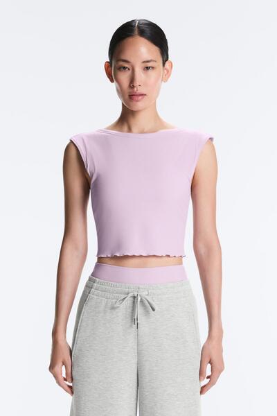 Oysho Modal karışımlı curling rib kısa kollu tank top