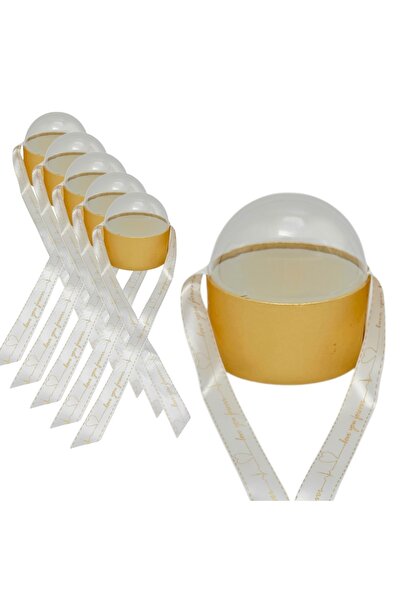 AFO Σετ 6 Θολωτών Κουτιών με Ακρυλικό Καπάκι και Χρυσό Γκλίτερ στο Πάτο