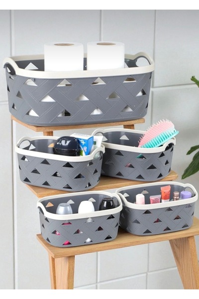 Sungroup Δερμάτινο Σετ Καλαθιών 5 Τεμαχίων, Ανθρακί