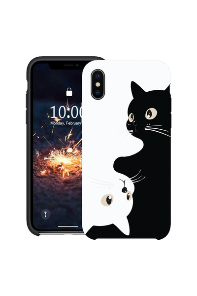 bestcase Υπέρλεπτη Θήκη για Apple iPhone XS / X, Μαύρες & Λευκές Γάτες, 20781...