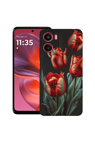 bestcase Υπέρλεπτη Θήκη για Motorola Moto G05 / Moto E15, Φλοράλ - Κόκκινη Το...