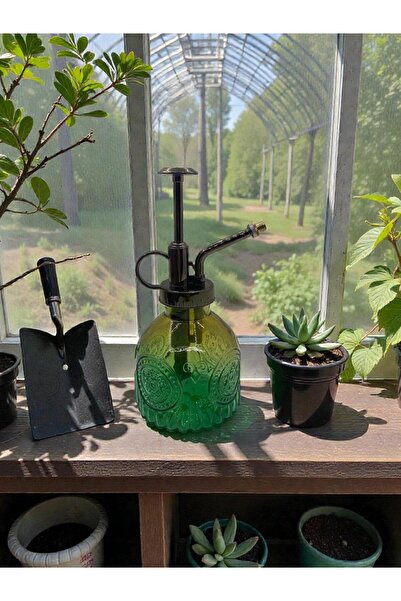 KACASTORE Glass Plant Watering Bottle - Green - Glass Bottle with Spray (200 ml)