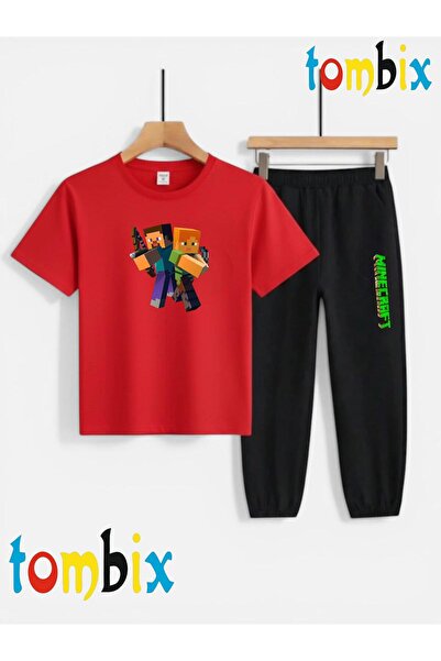 tombix SET PENTRU COPII: TRICOU CU IMPRIMEU DUBLU VERDE ȘI PANTALONI DE TRENI...