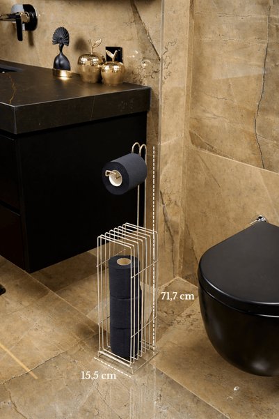 Edora Home Parlak Silver Kare Köşeli Şık Tuvalet Kağıtlığı ve Yedekli Rulo St...