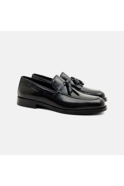 Desa Men's Black Tasseled Classic Leather Loafer