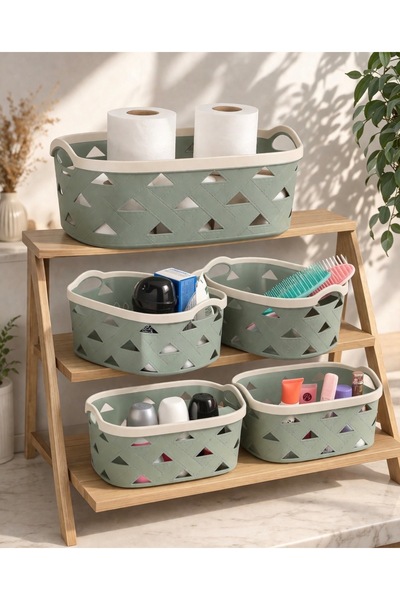 Sungroup LEATHER 5-Piece Design Basket Set, Green