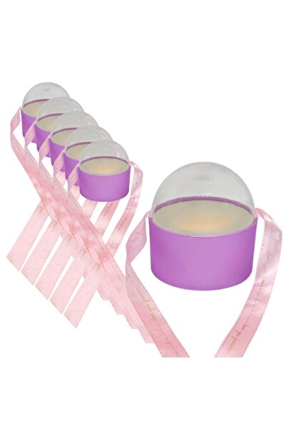 AFO Set of 6 Dome Boxes with Acrylic Lid and Purple Glitter Bow