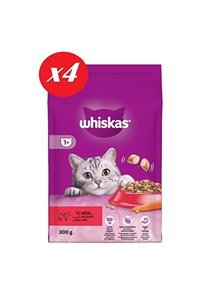 Whiskas Biftekli Havuçlu Kuru Kedi Maması 300 Gr Set 4'lü
