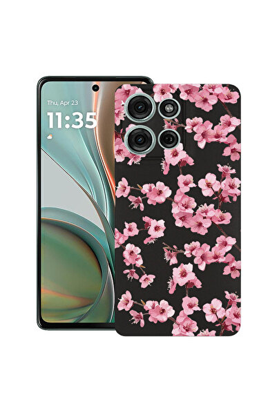 bestcase Υπέρλεπτη Θήκη για Motorola Edge 50 Pro, Φλοράλ - Αισθητικό Ροζ Κερά...