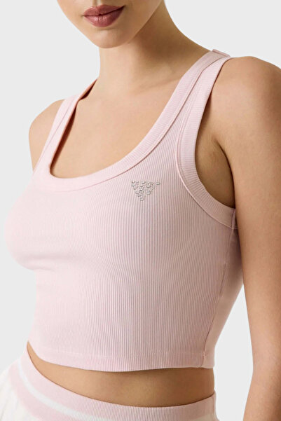 Guess Στενή εφαρμογή, στρογγυλή λαιμόκοψη, ριμπ κομμένο τοπ V6GP07K2987 CROP ...