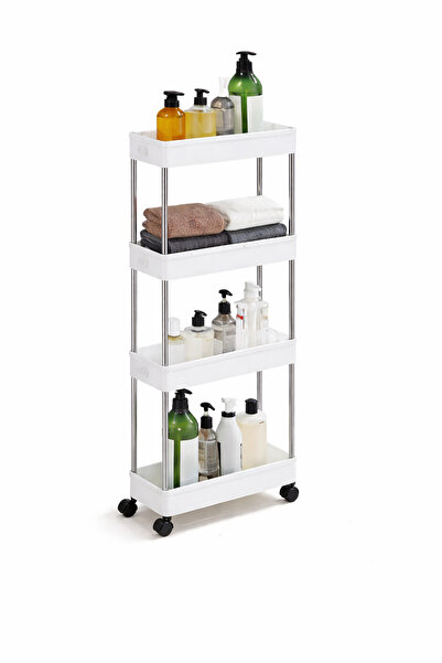 OEM Καρότσι αποθήκευσης μπάνιου/κουζίνας, 4 επιπέδων, αρθρωτό, με ρόδες και γ...