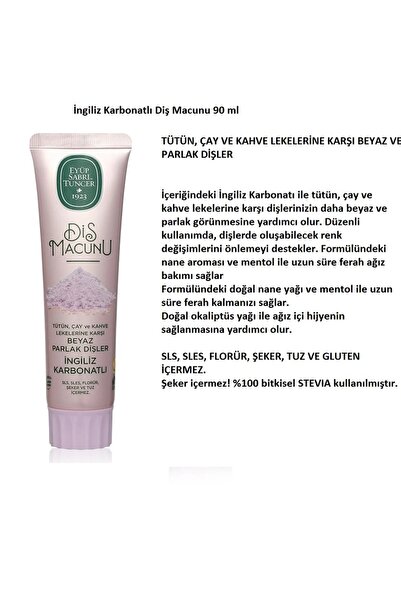Eyüp Sabri Tuncer İngiliz Karbonatlı Diş Macunu, Leke Karşıtı & Beyazlatıcı 90 ml 4'lü, h-pro hijyen