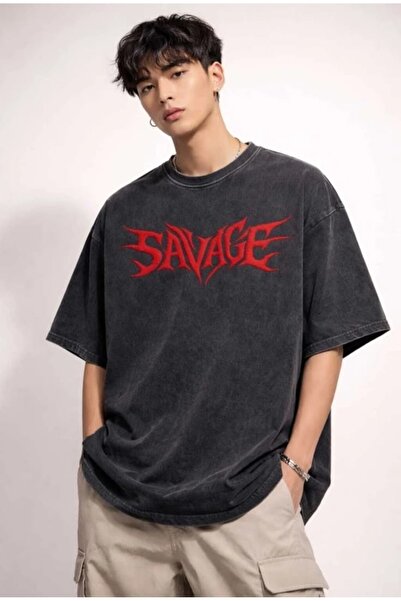 ZEMLİYA Μπλουζάκι με στάμπα, κορυφαίας ποιότητας, vintage πλυμένο, στυλ δρόμο...