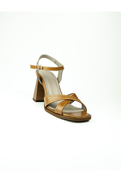 Zeyn 4173 Γυναικεία σανδάλια με τακούνι σε σχήμα σταυρού από δέρμα βιζόν