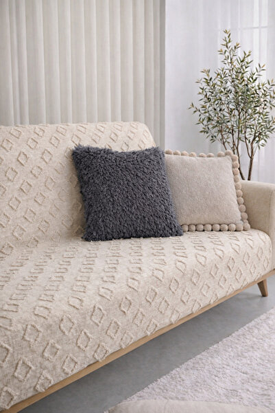 Shopyteks Κάλυμμα καναπέ από σενίλ 170x210 Μοντέρνο με σχέδιο μπακλαβά, φιλικ...