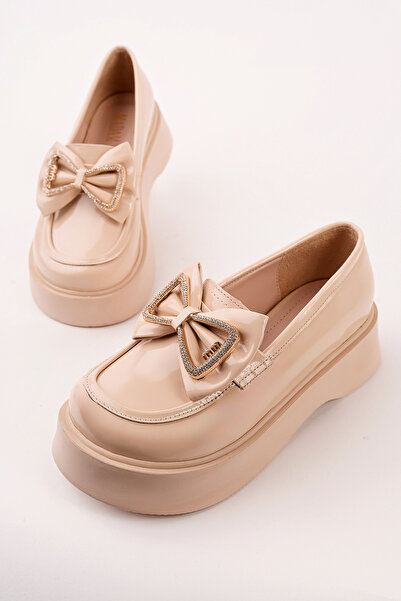 Madam Tarz SMR-4029 Χοντρή Σόλα με Κορδέλα και Πέτρες Loafer