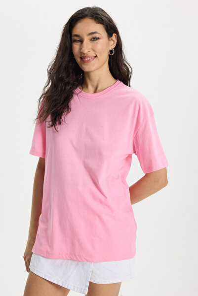 Tudors Γυναικεία μπλούζα με λεπτή εφαρμογή, 100% βαμβακερή, κοντομάνικη, με λ...