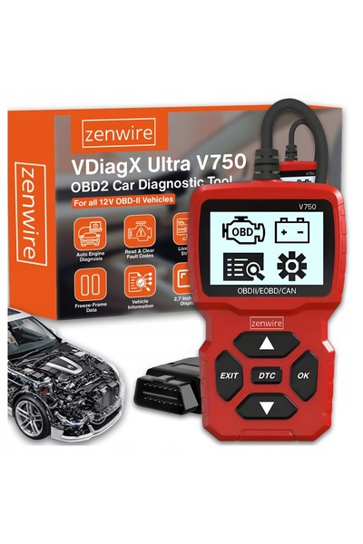 zenwire Interfață de diagnosticare OBD2 V750, Ecran LCD de 2.7 inch, CAN/EOBD...